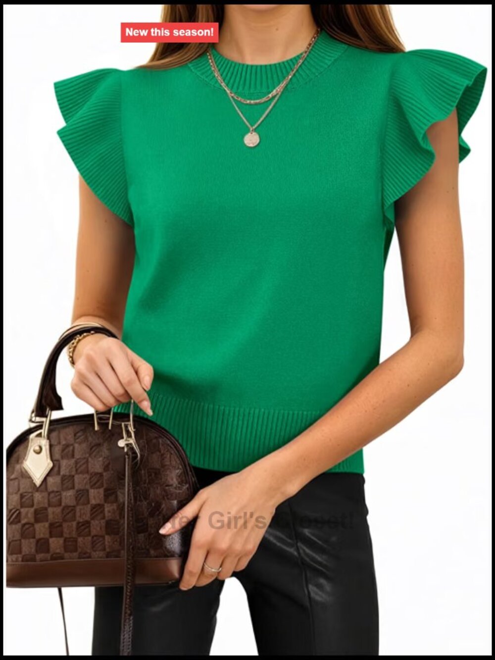 Women's Cropped Ribbed Knit Sweater Tank Top Ruffle Sleeveless Flutter Summer